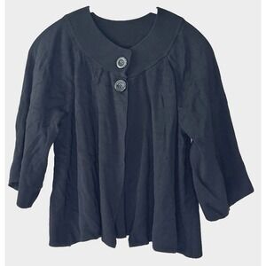 Womens Medium Black Cardigan 3/4 Sleeve Retro Mod 60s Classic Chunky Whimsigoth